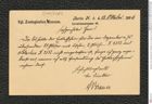 Nachlass Franz Steindachner, Postkarte von A. Brauer an Franz Steindachner (13.10.1906), Inv.Nr. 53.03, Seite 1